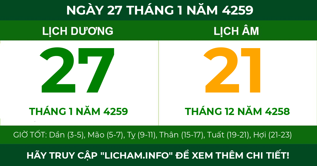 lịch âm ngày 27 tháng 1 năm 4259