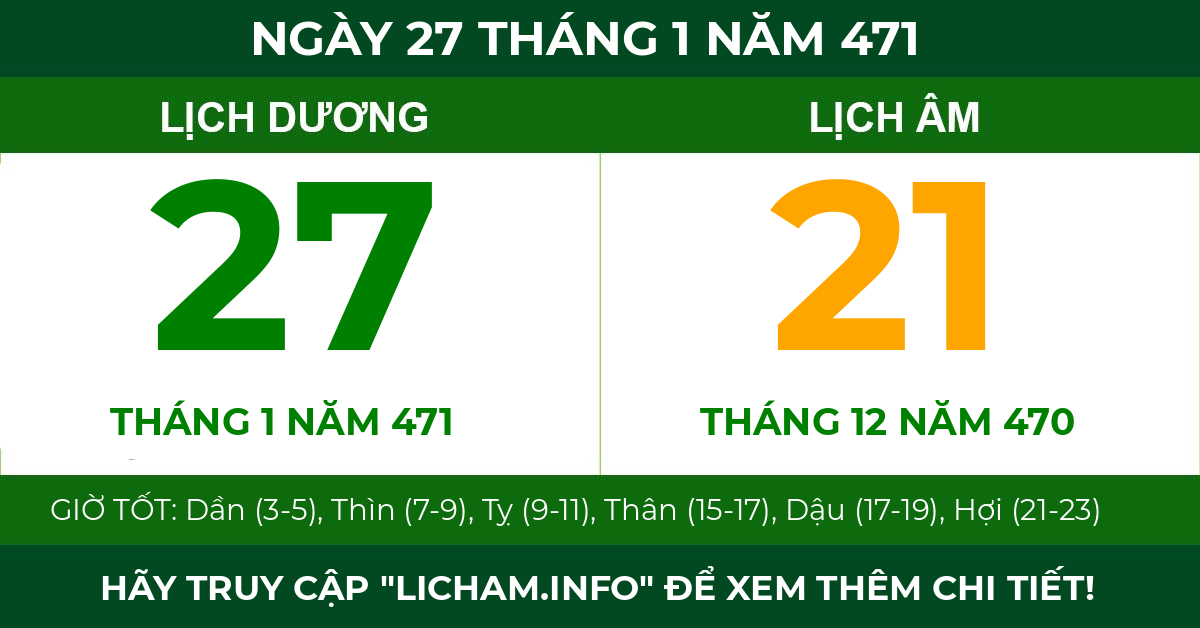 lịch âm ngày 27 tháng 1 năm 471