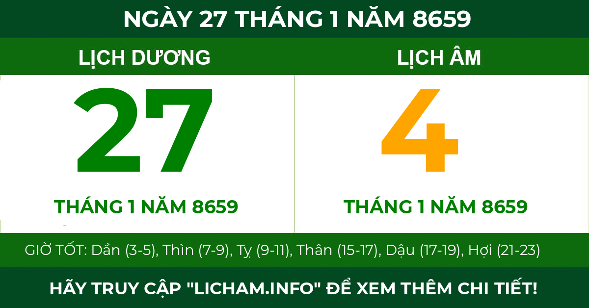 lịch âm ngày 27 tháng 1 năm 8659