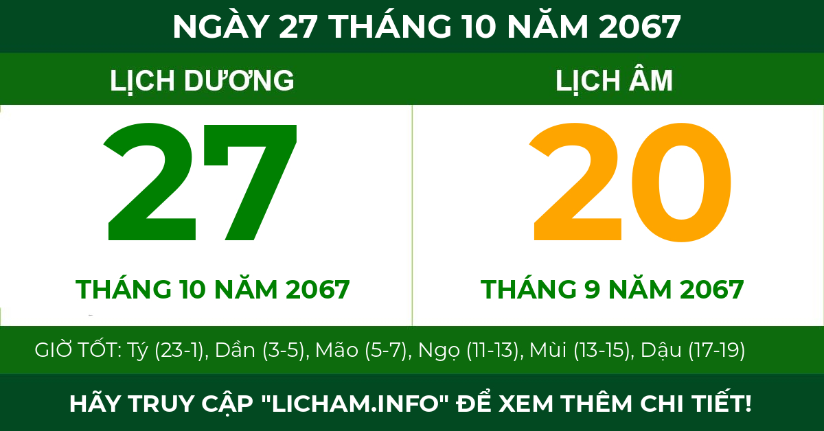 lịch âm ngày 27 tháng 10 năm 2067