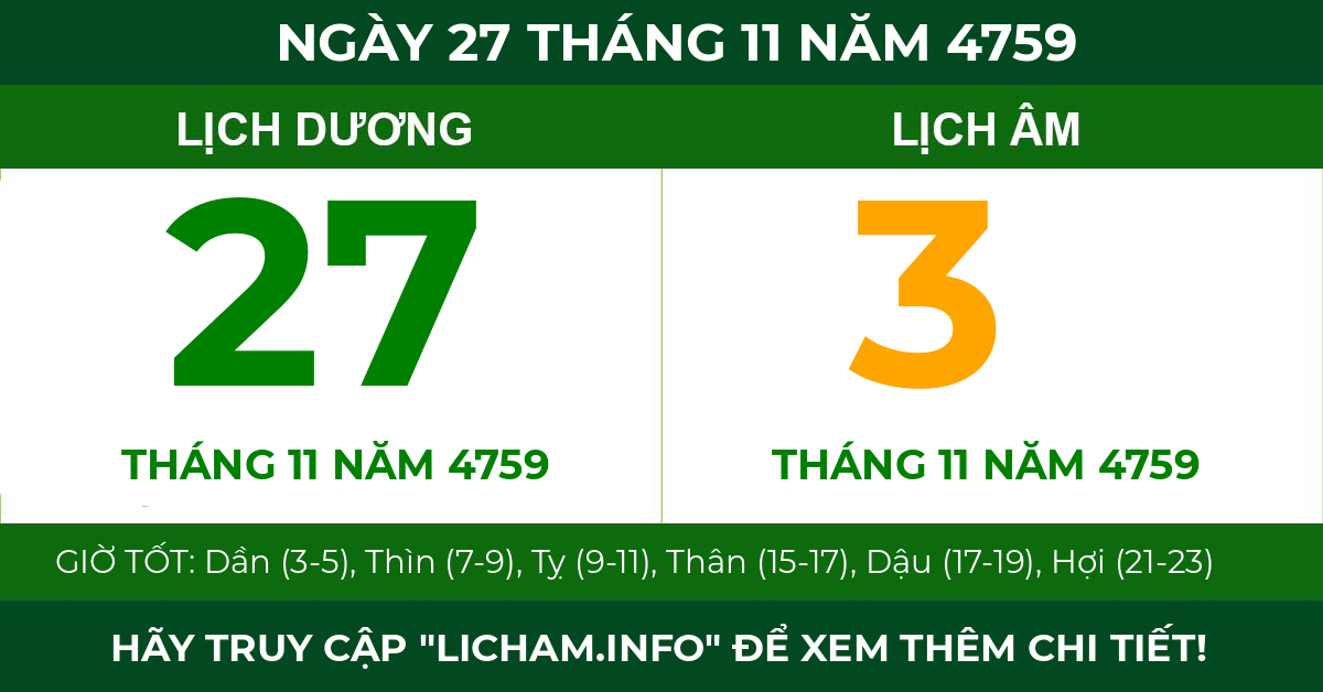 lịch âm ngày 27 tháng 11 năm 4759