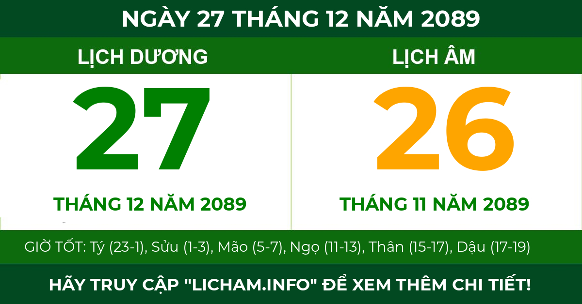 lịch âm ngày 27 tháng 12 năm 2089