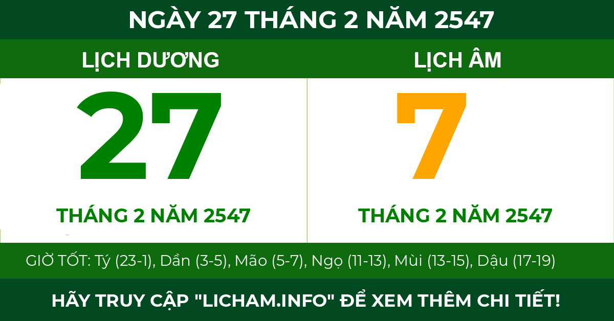 lịch âm ngày 27 tháng 2 năm 2547