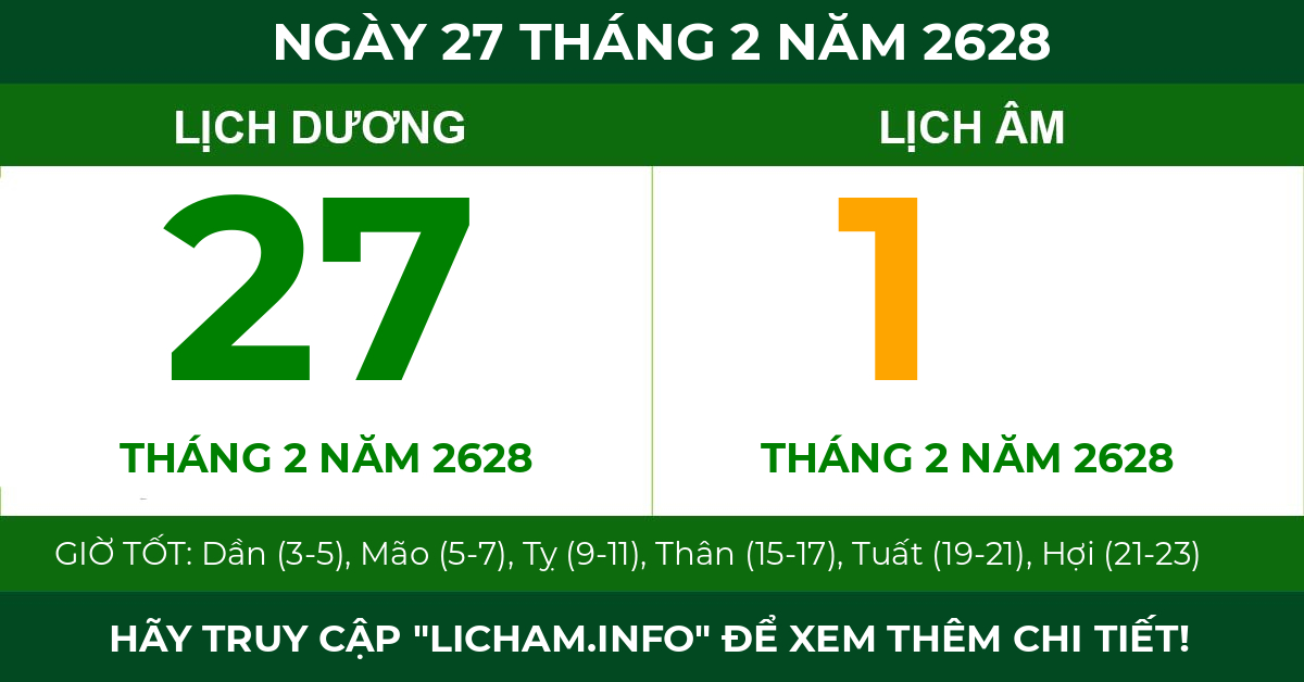 lịch âm ngày 27 tháng 2 năm 2628