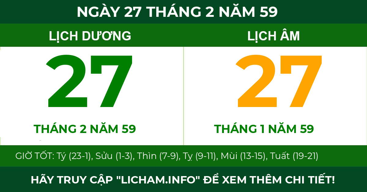 lịch âm ngày 27 tháng 2 năm 59