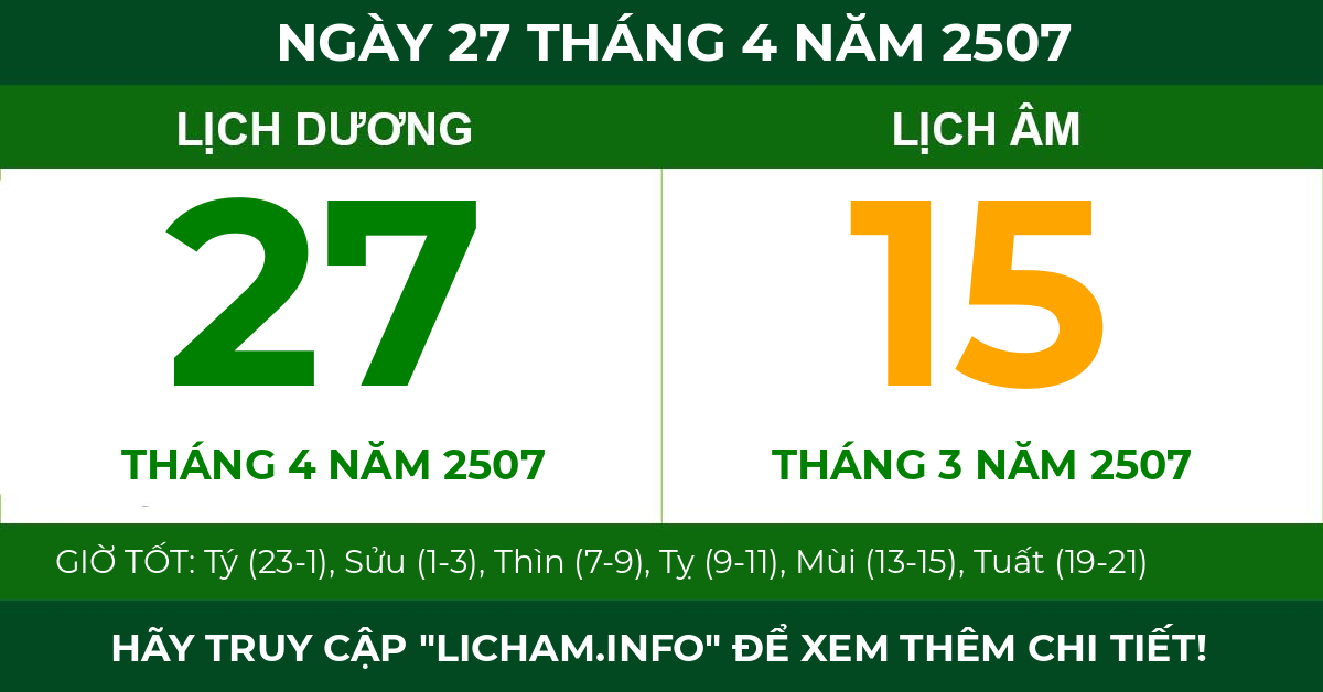 lịch âm ngày 27 tháng 4 năm 2507