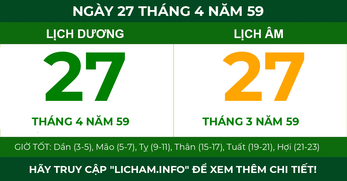 lịch âm ngày 27 tháng 4 năm 59