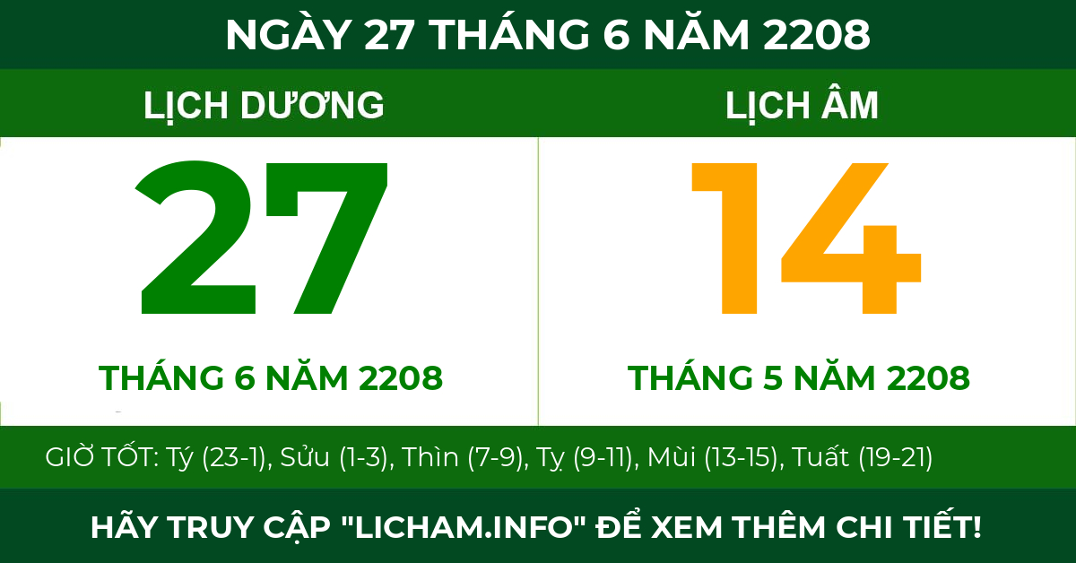 lịch âm ngày 27 tháng 6 năm 2208