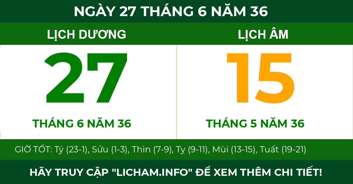 lịch âm ngày 27 tháng 6 năm 36