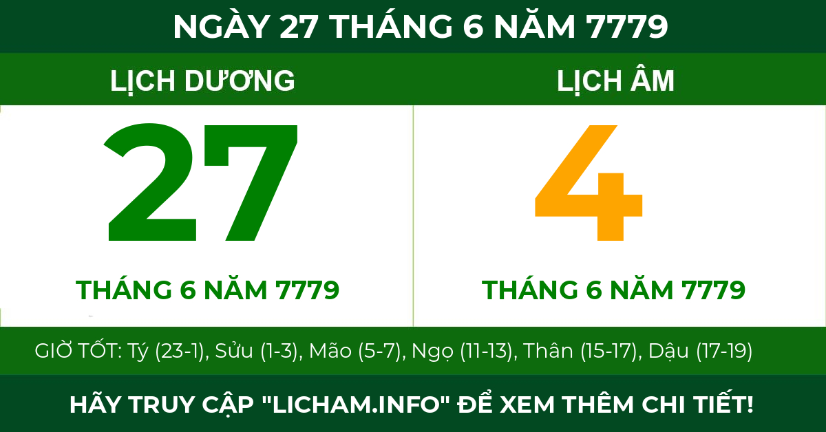lịch âm ngày 27 tháng 6 năm 7779