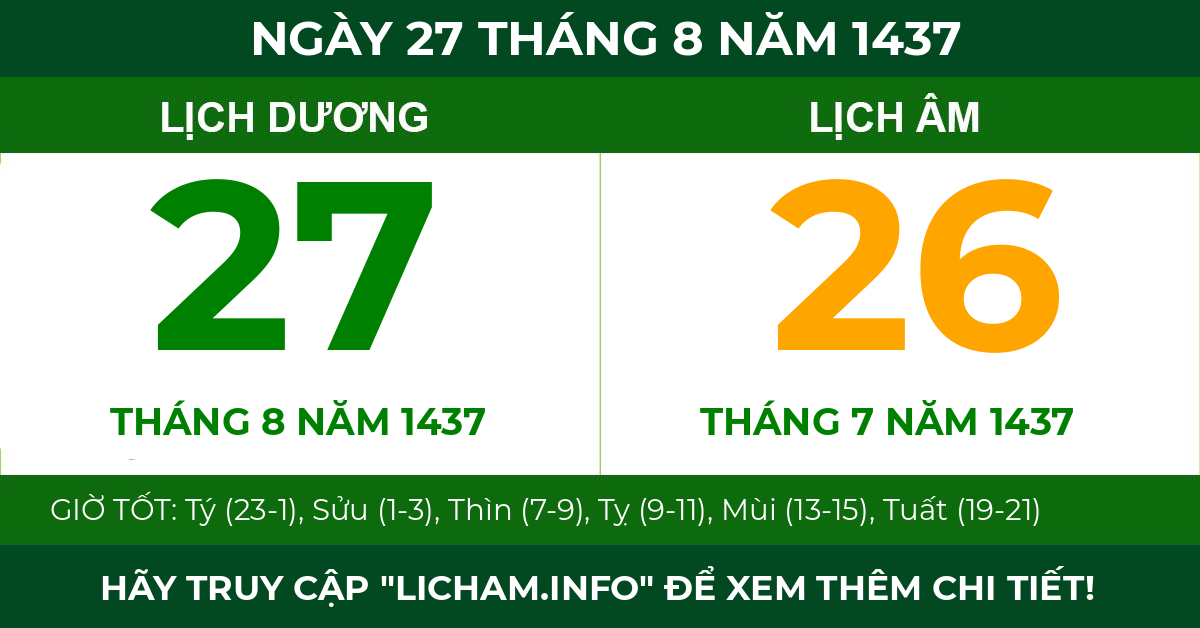 lịch âm ngày 27 tháng 8 năm 1437