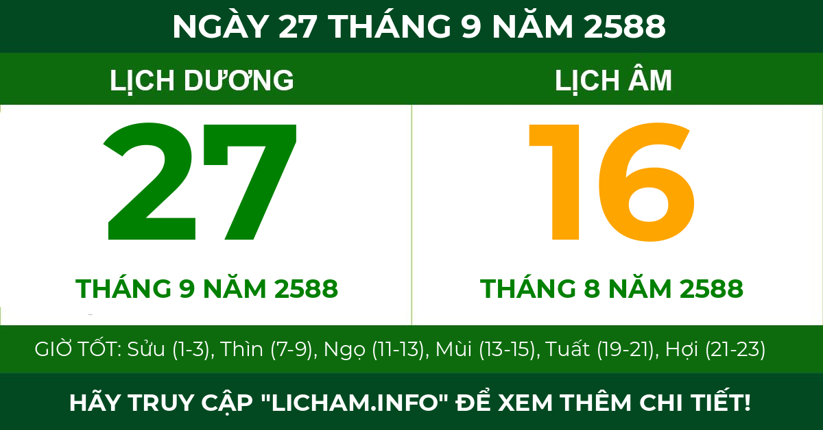 lịch âm ngày 27 tháng 9 năm 2588