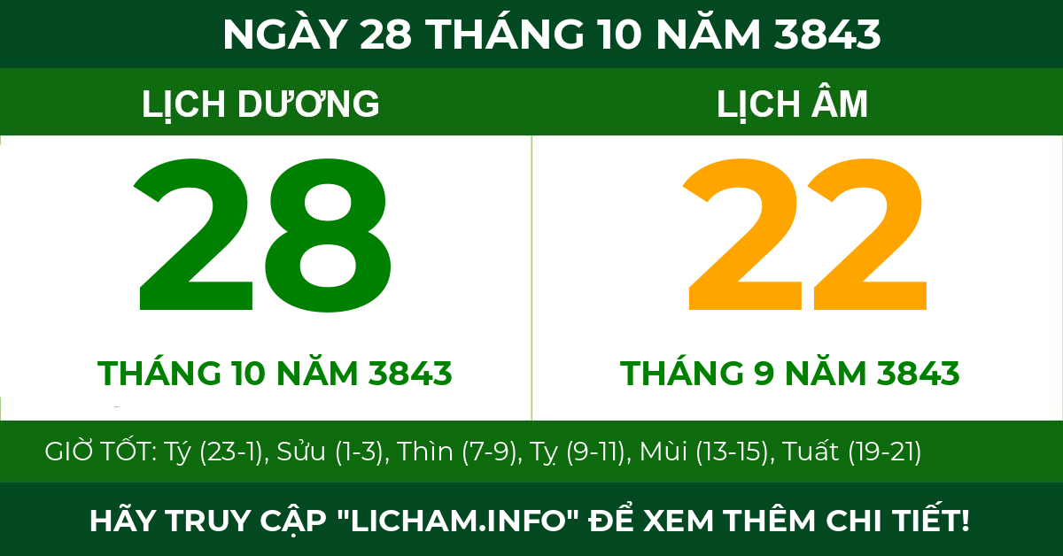 lịch âm ngày 28 tháng 10 năm 3843