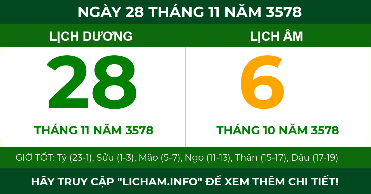 lịch âm ngày 28 tháng 11 năm 3578