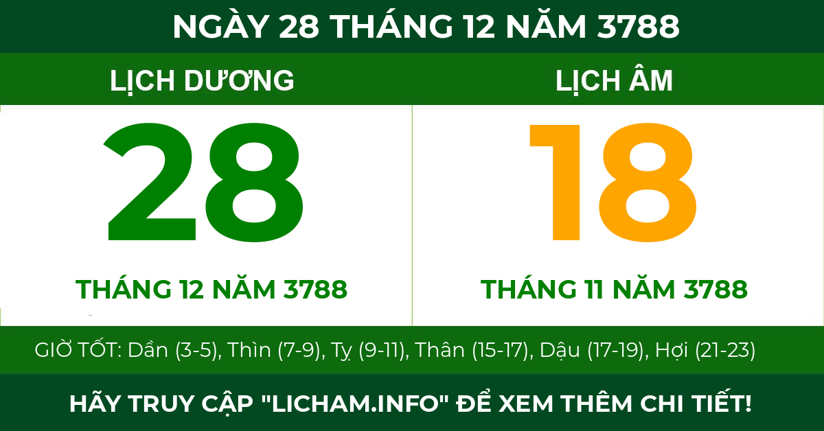 lịch âm ngày 28 tháng 12 năm 3788