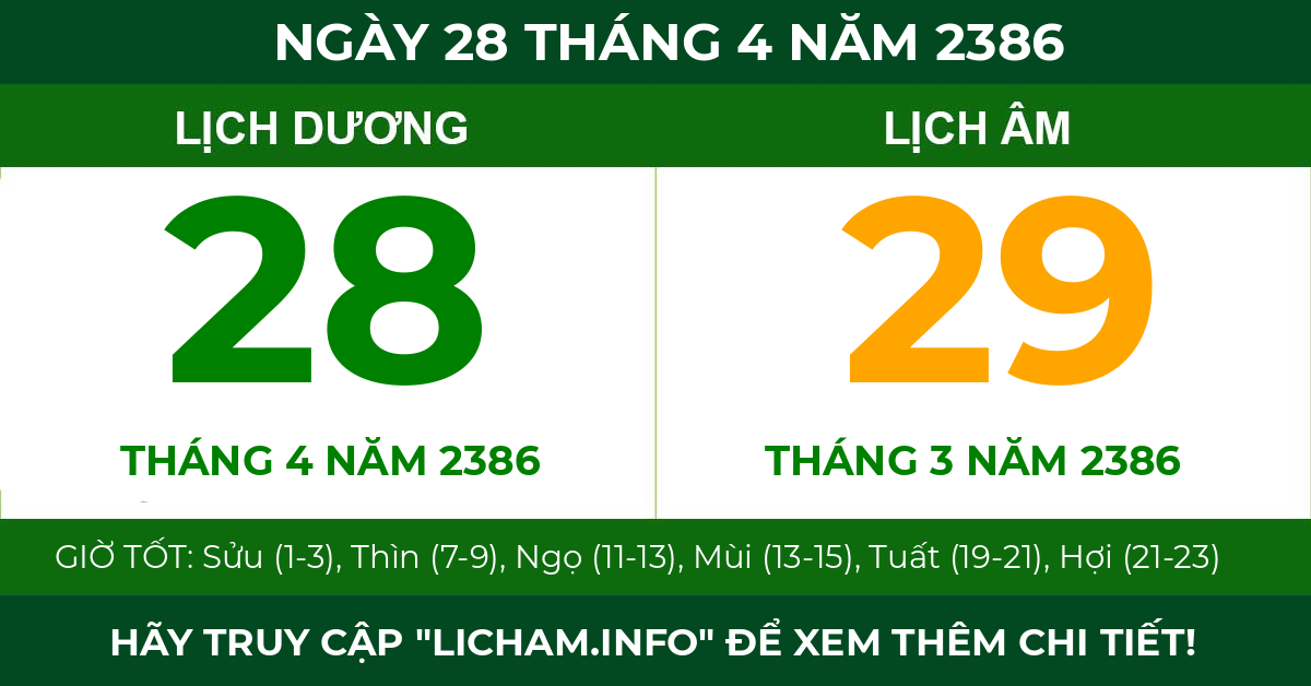 lịch âm ngày 28 tháng 4 năm 2386