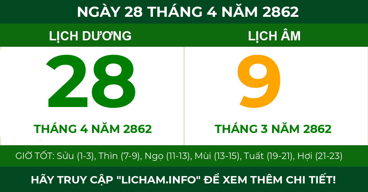 lịch âm ngày 28 tháng 4 năm 2862