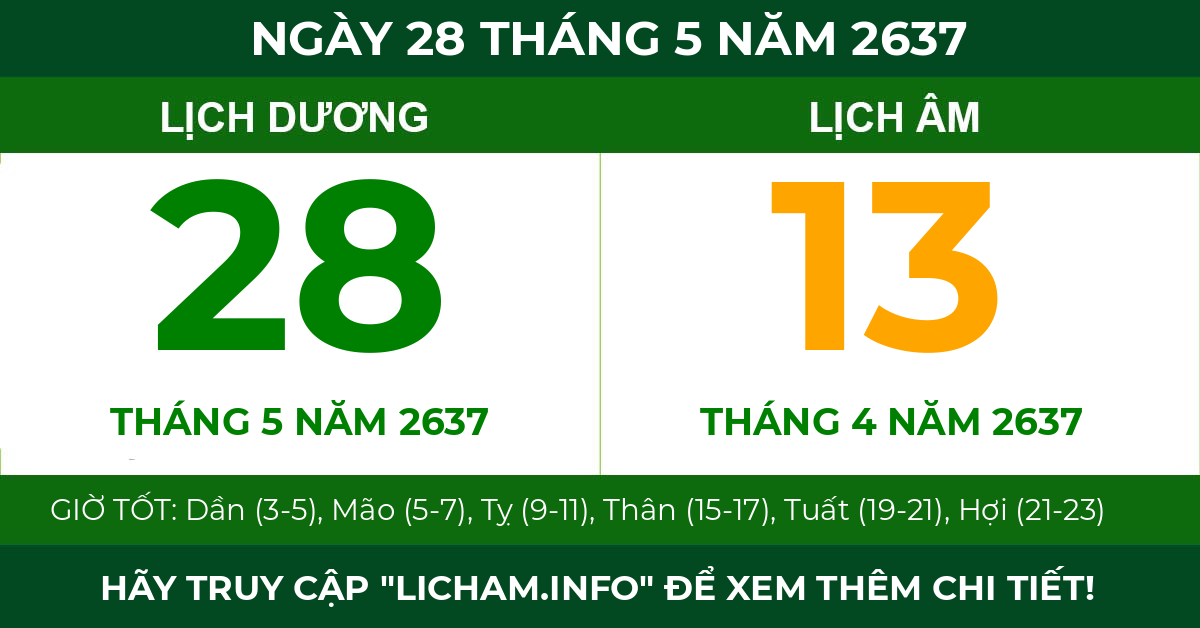 lịch âm ngày 28 tháng 5 năm 2637