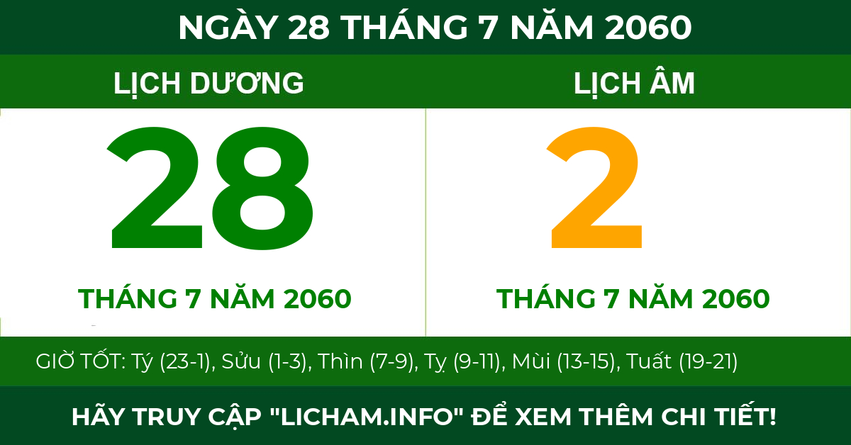 lịch âm ngày 28 tháng 7 năm 2060