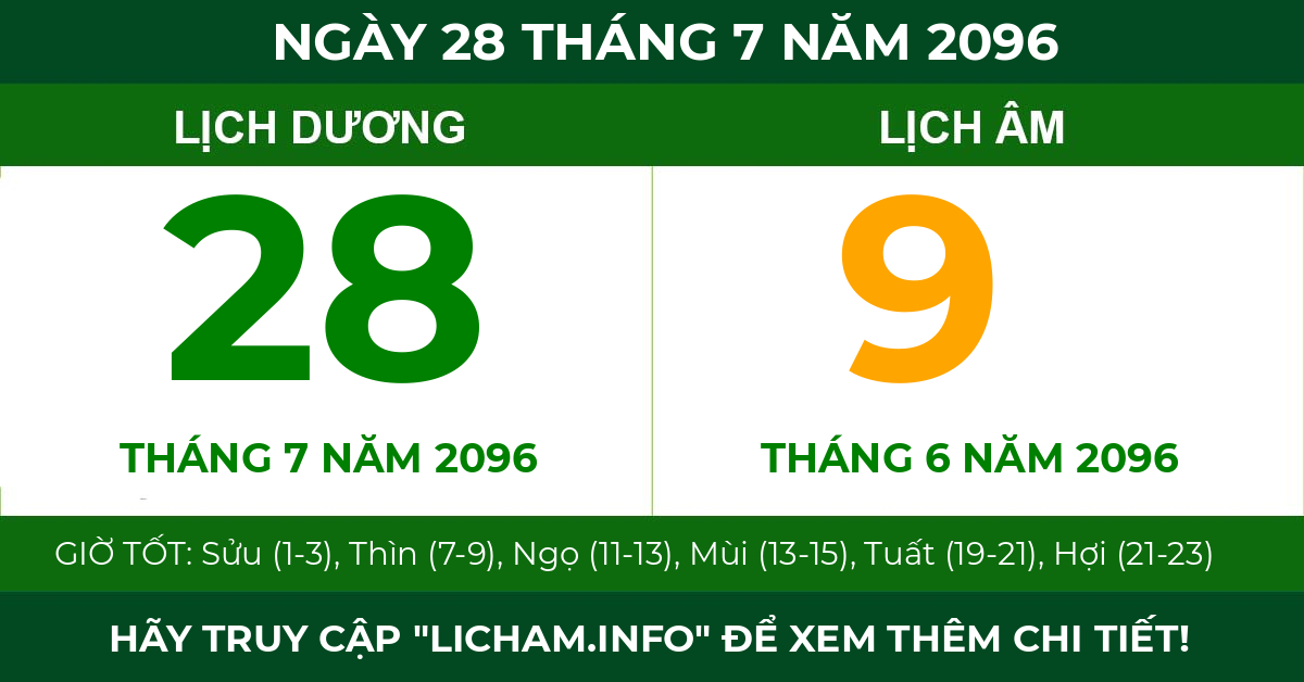lịch âm ngày 28 tháng 7 năm 2096