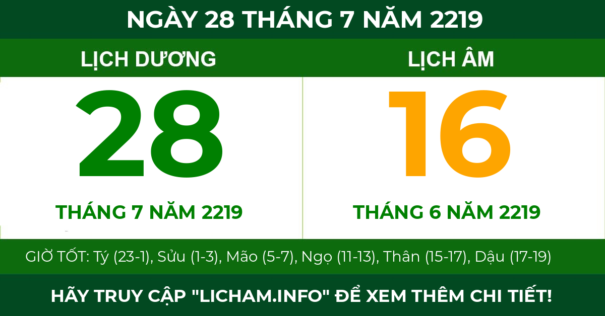 lịch âm ngày 28 tháng 7 năm 2219