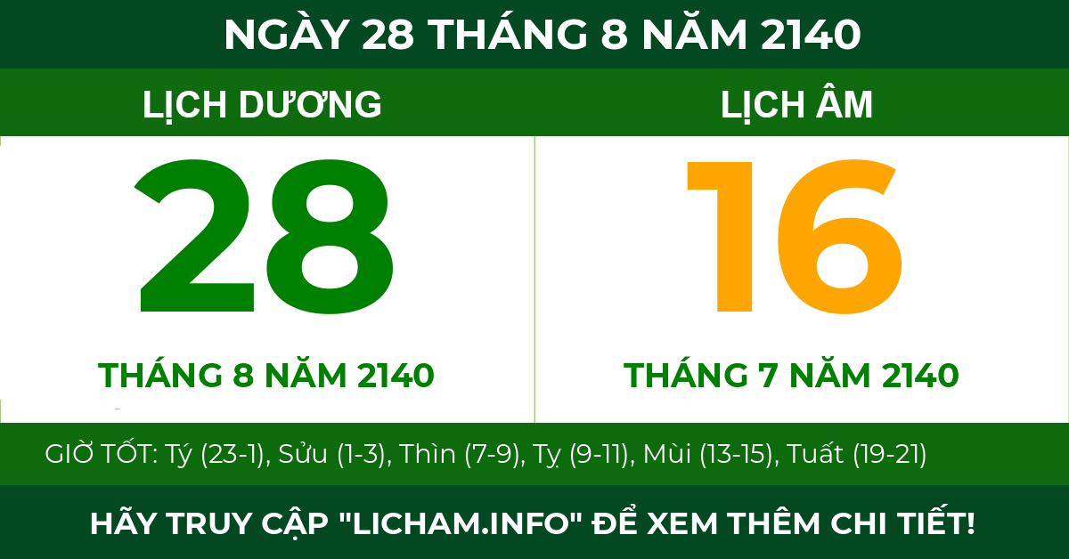 lịch âm ngày 28 tháng 8 năm 2140