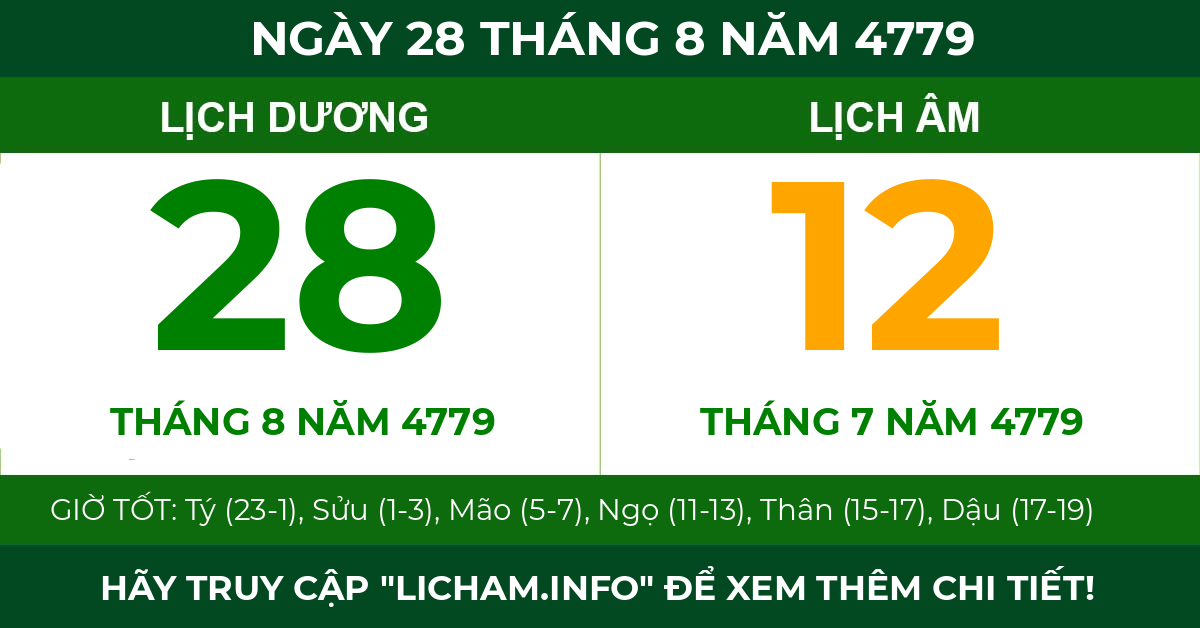 lịch âm ngày 28 tháng 8 năm 4779
