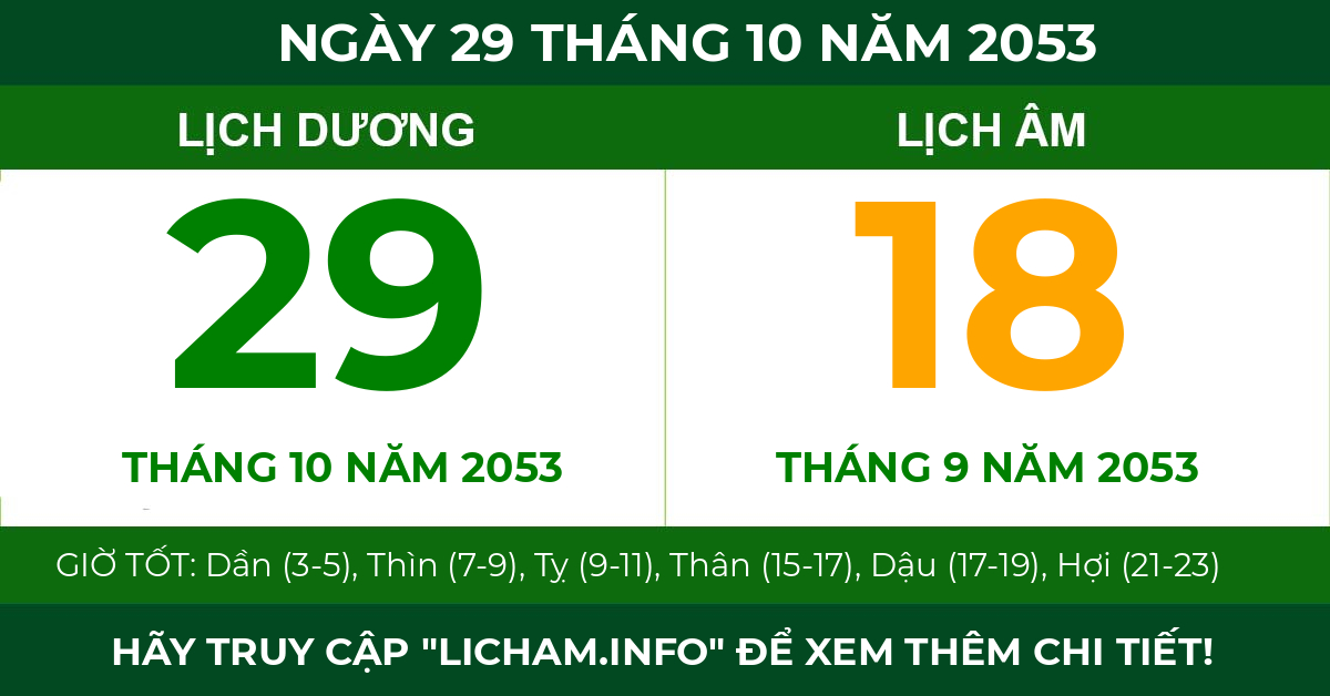 lịch âm ngày 29 tháng 10 năm 2053