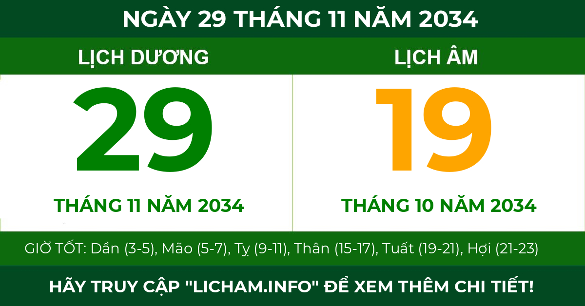 lịch âm ngày 29 tháng 11 năm 2034