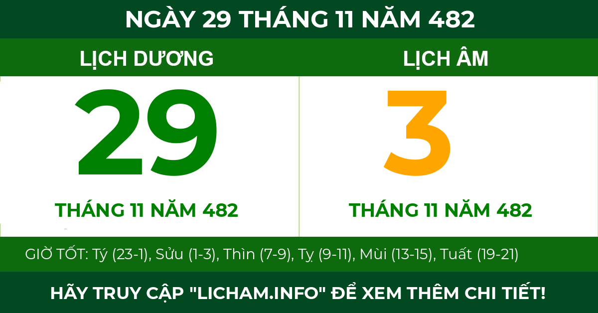 lịch âm ngày 29 tháng 11 năm 482
