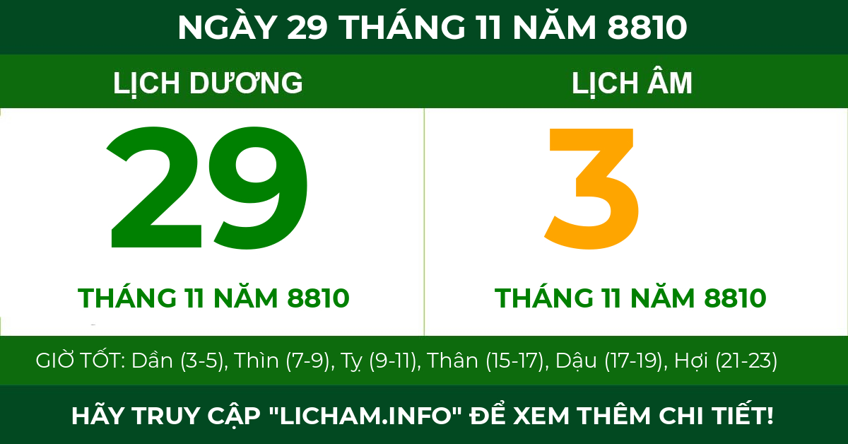 lịch âm ngày 29 tháng 11 năm 8810