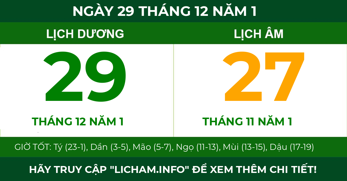 lịch âm ngày 29 tháng 12 năm 1