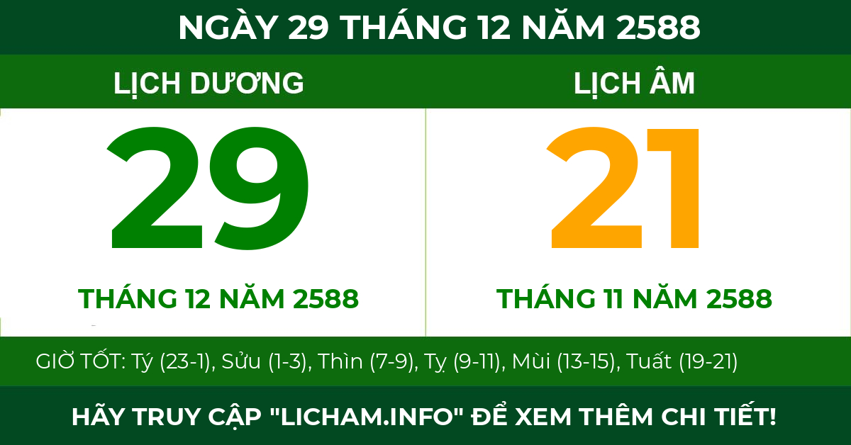 lịch âm ngày 29 tháng 12 năm 2588