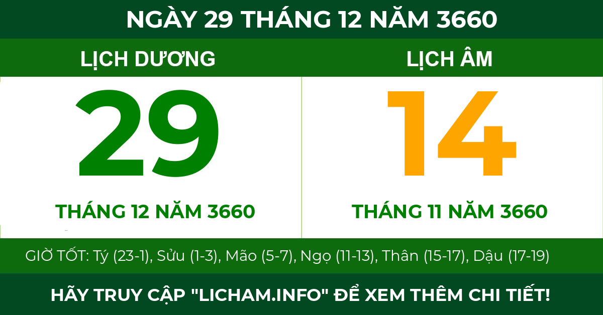 lịch âm ngày 29 tháng 12 năm 3660