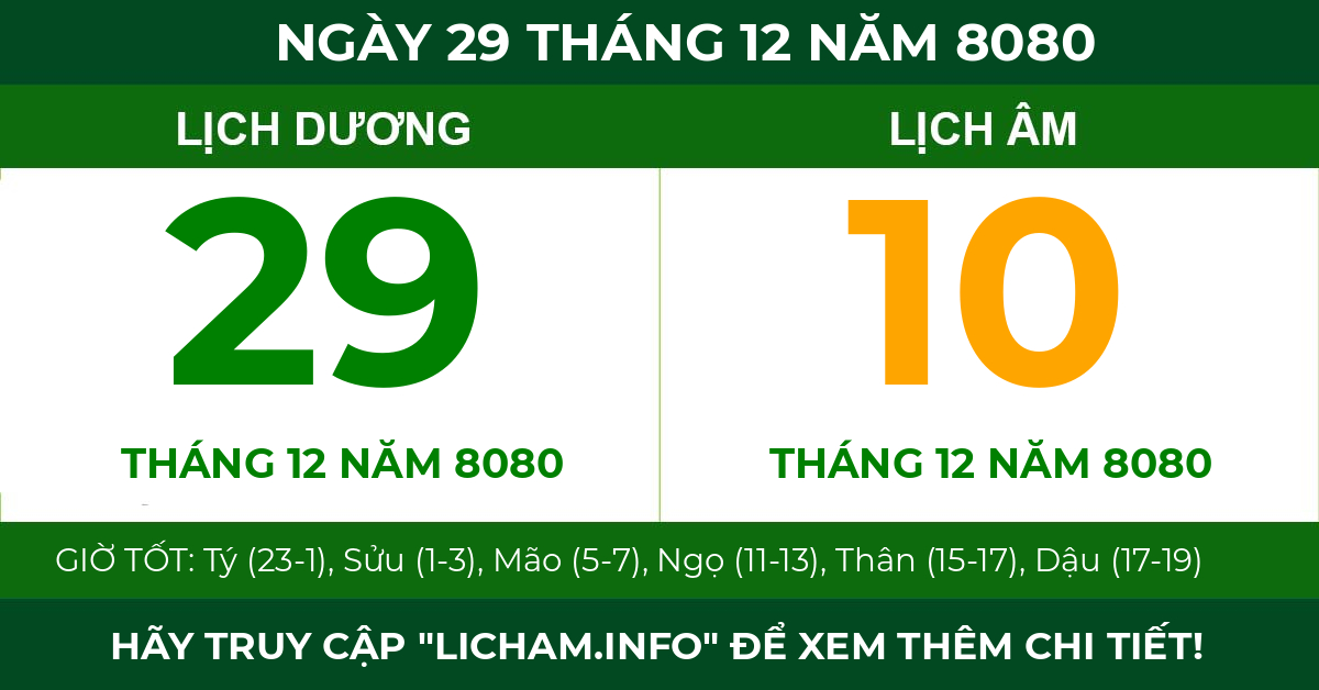 lịch âm ngày 29 tháng 12 năm 8080