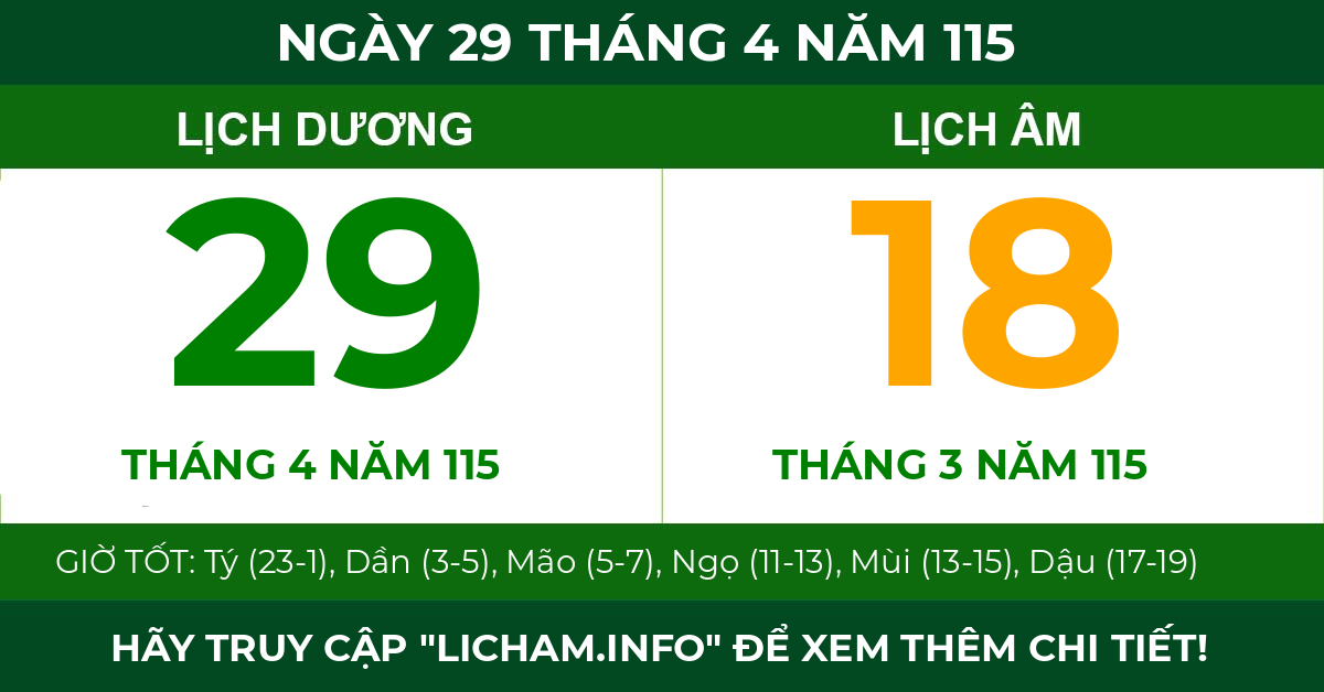 lịch âm ngày 29 tháng 4 năm 115