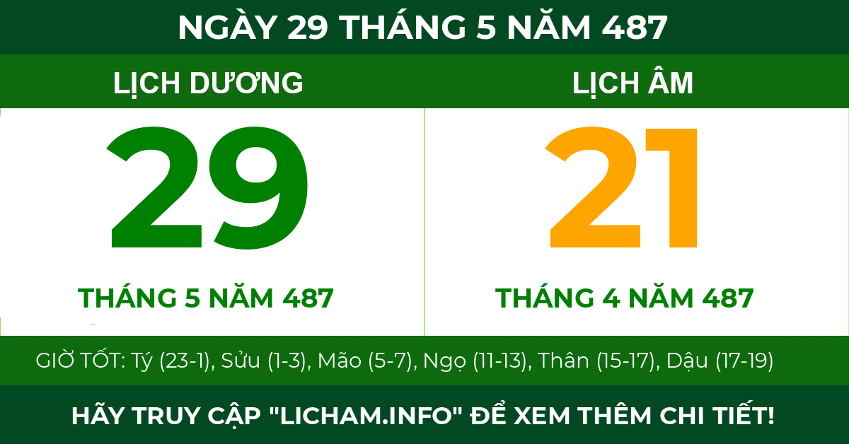 lịch âm ngày 29 tháng 5 năm 487