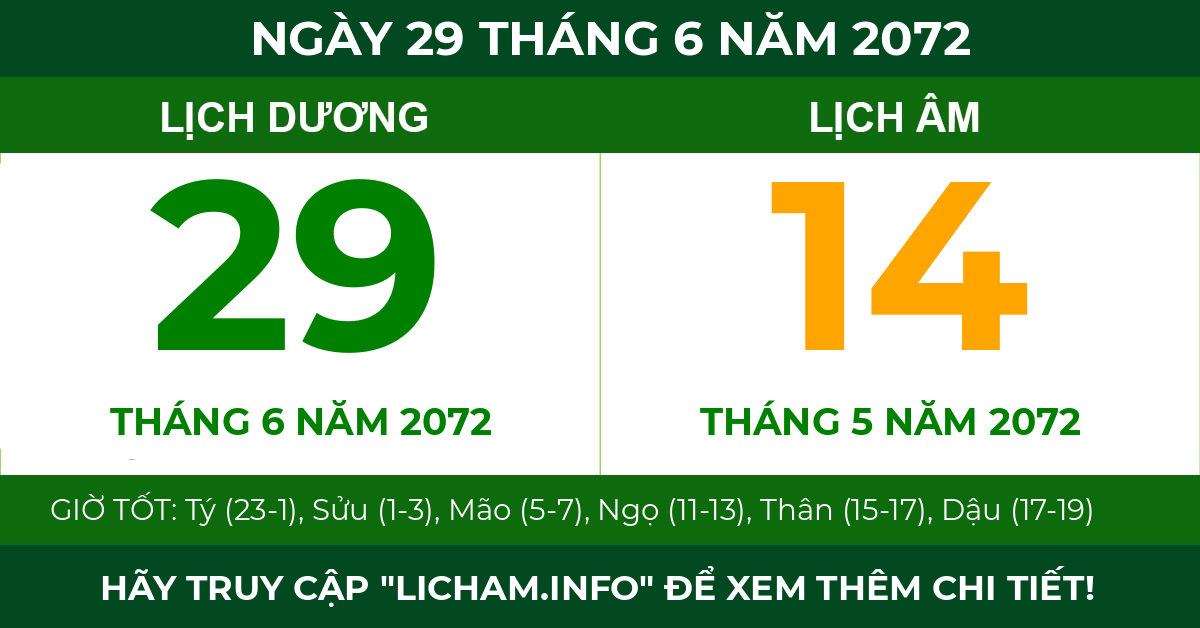 lịch âm ngày 29 tháng 6 năm 2072
