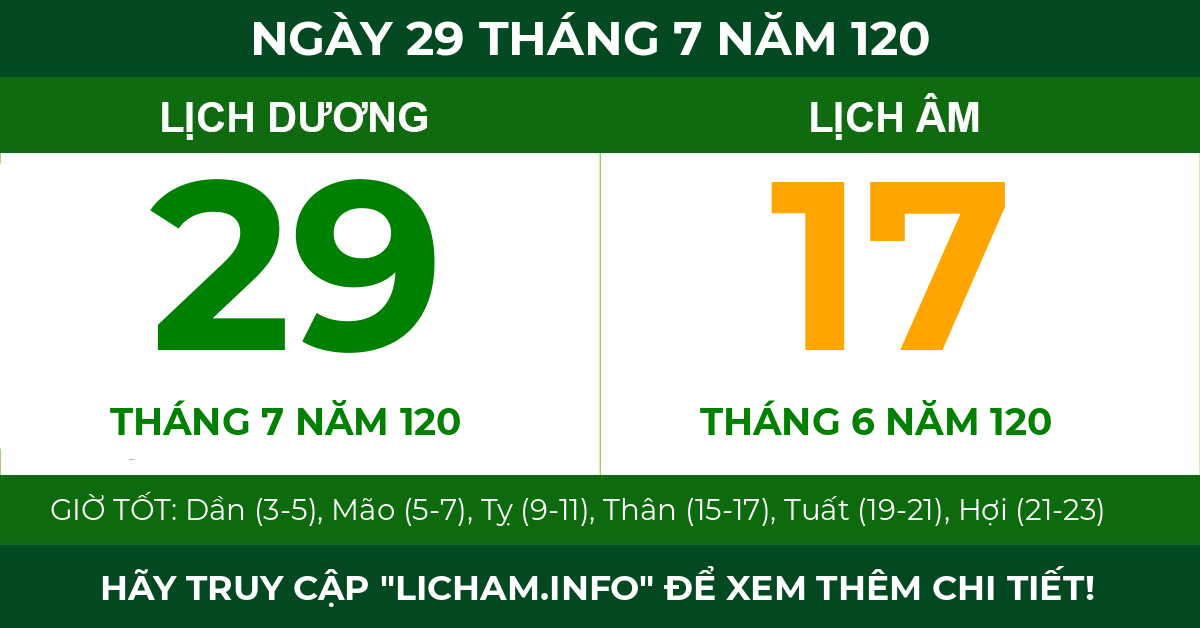 lịch âm ngày 29 tháng 7 năm 120