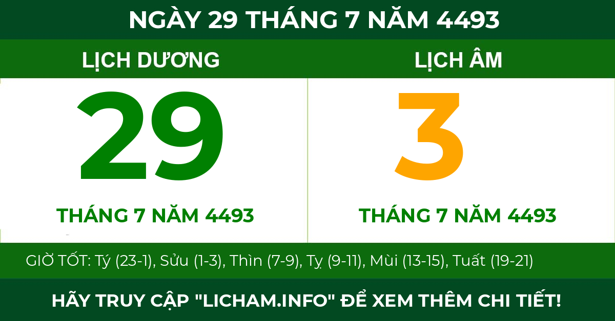 lịch âm ngày 29 tháng 7 năm 4493