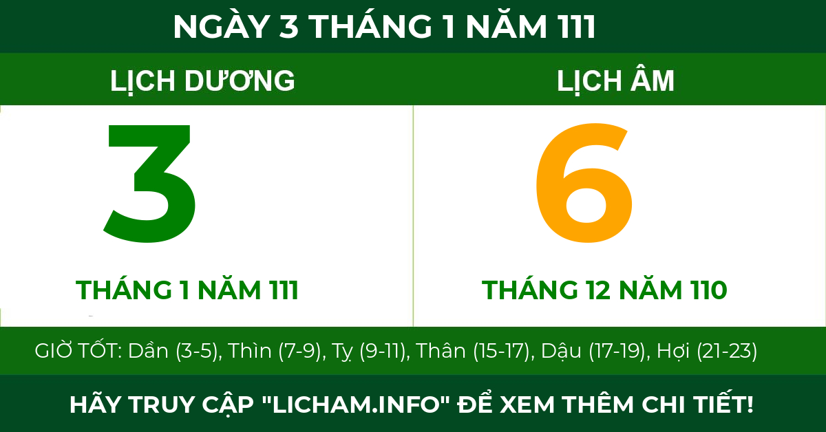lịch âm ngày 3 tháng 1 năm 111