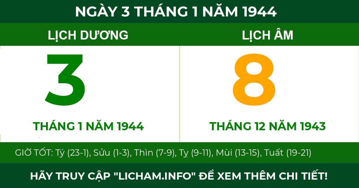 lịch âm ngày 3 tháng 1 năm 1944