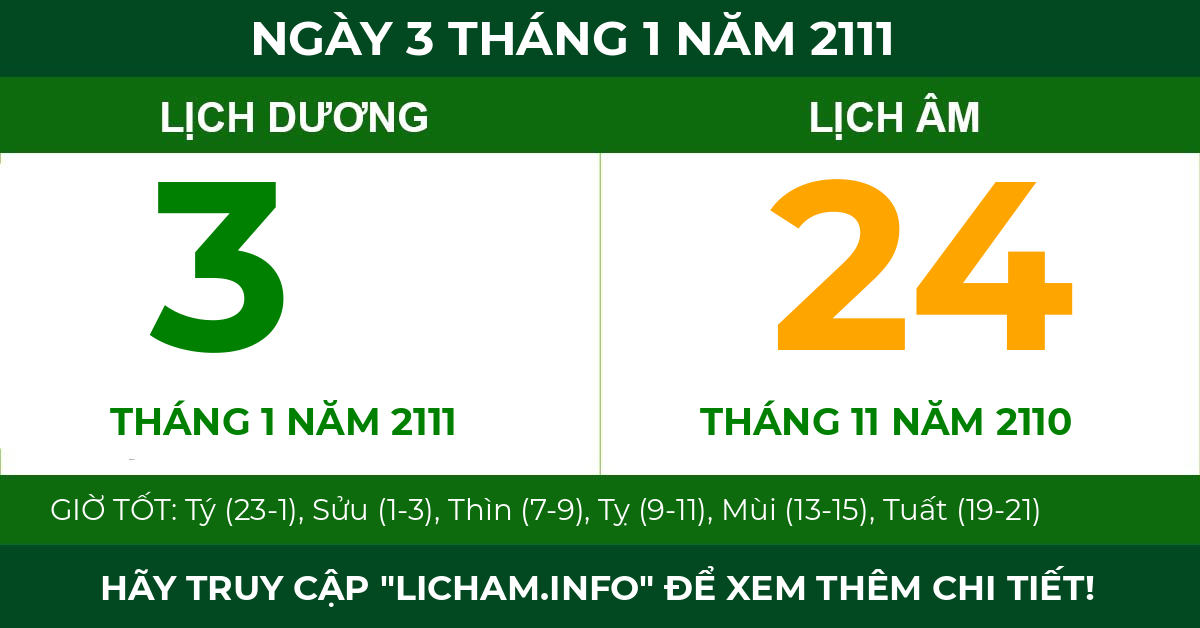 lịch âm ngày 3 tháng 1 năm 2111