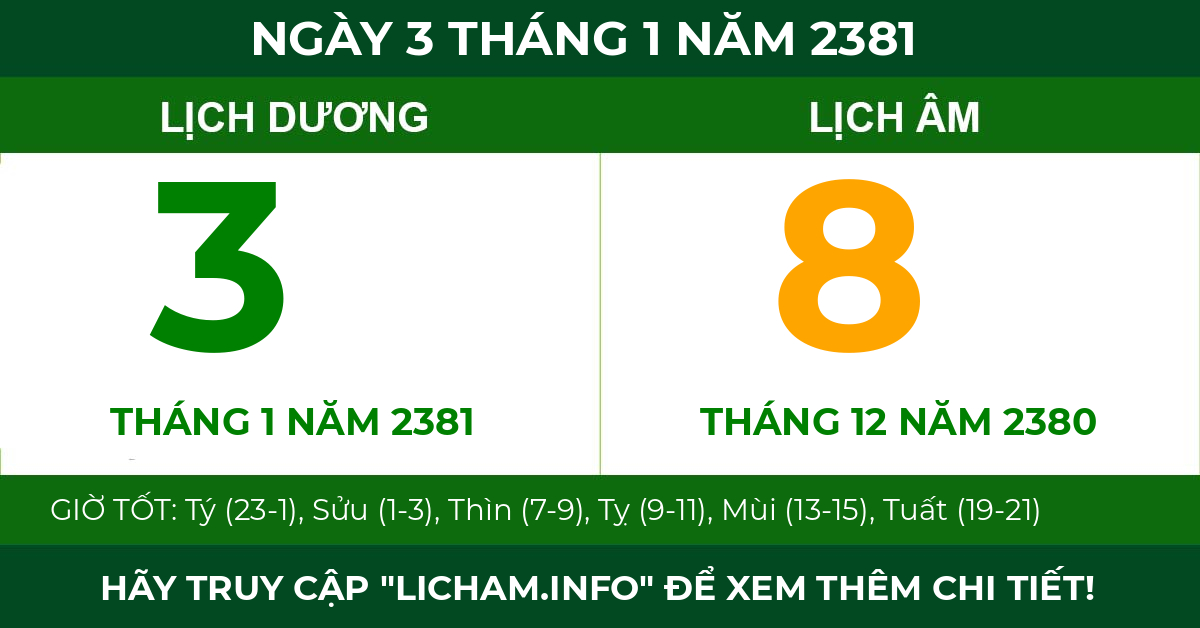 lịch âm ngày 3 tháng 1 năm 2381