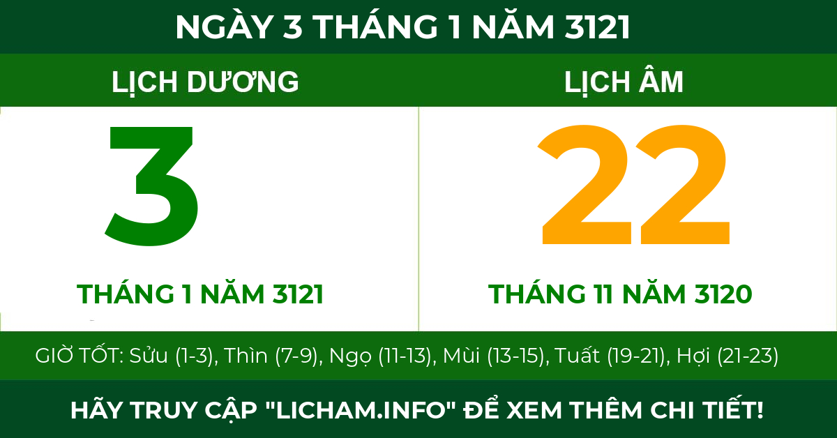 lịch âm ngày 3 tháng 1 năm 3121