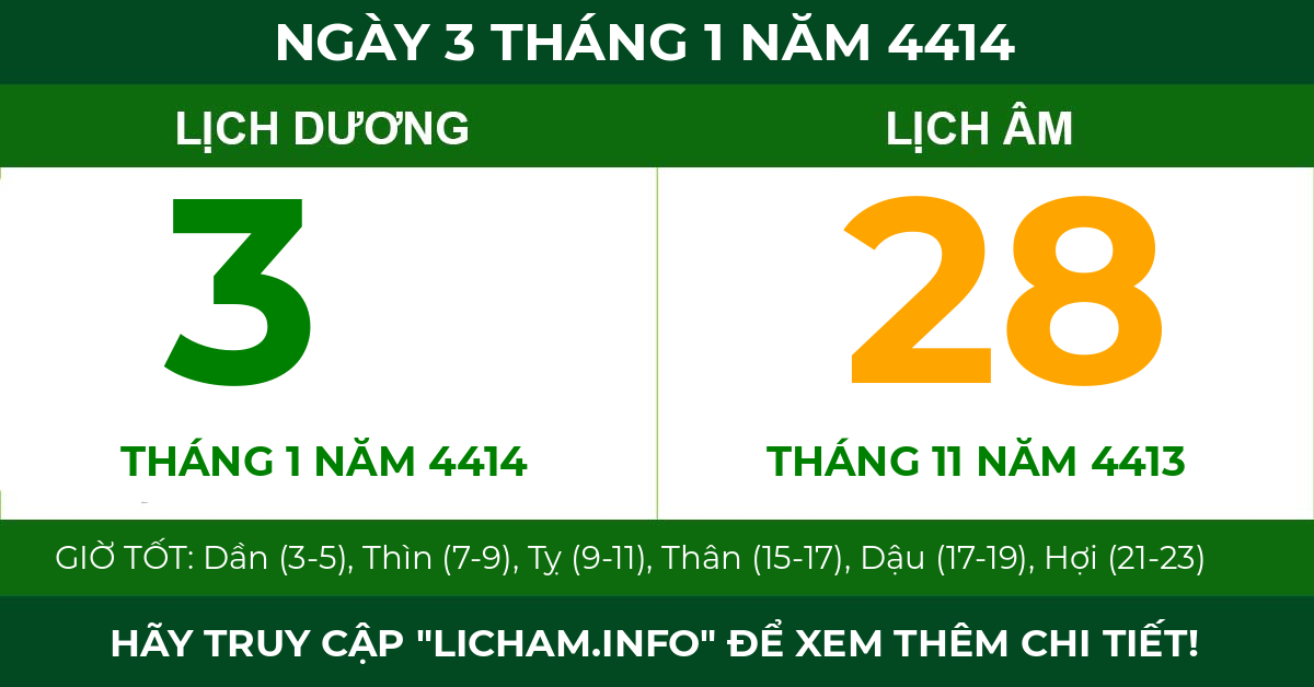 lịch âm ngày 3 tháng 1 năm 4414