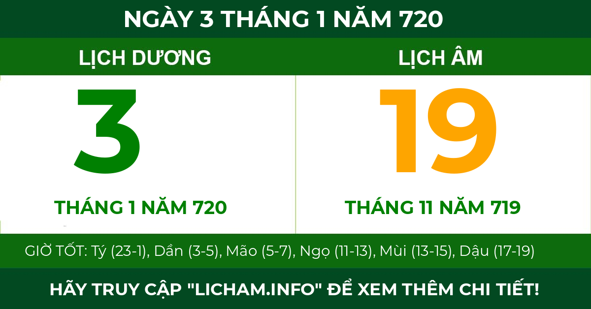lịch âm ngày 3 tháng 1 năm 720
