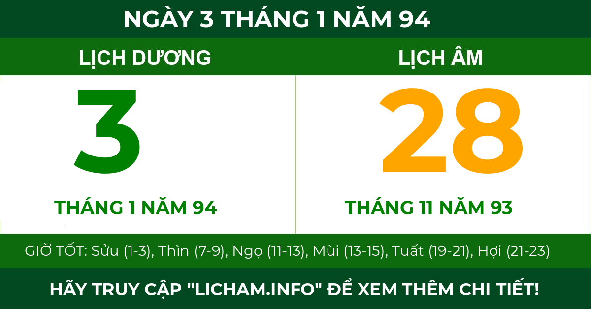 lịch âm ngày 3 tháng 1 năm 94