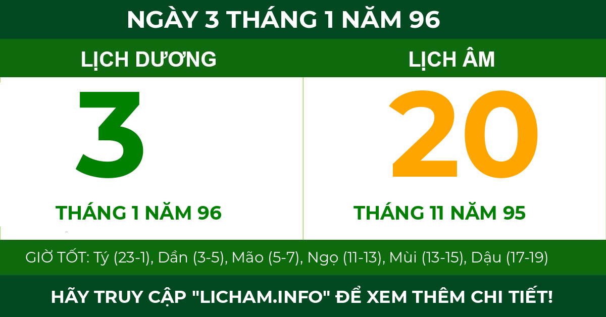 lịch âm ngày 3 tháng 1 năm 96