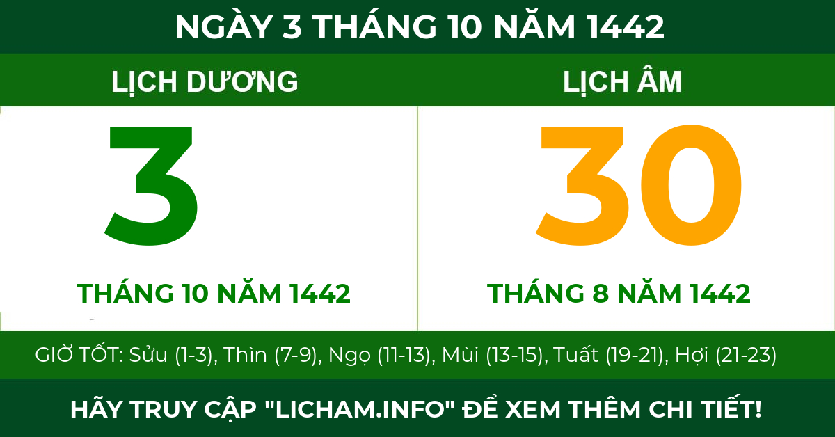 lịch âm ngày 3 tháng 10 năm 1442